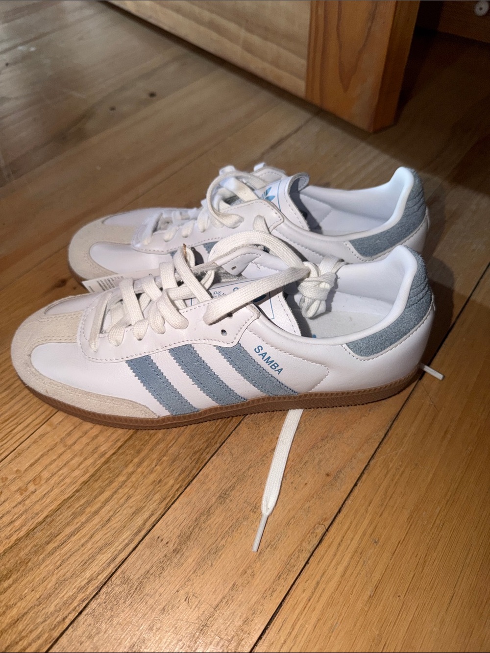 adidas Samba White with Light Blue Accents